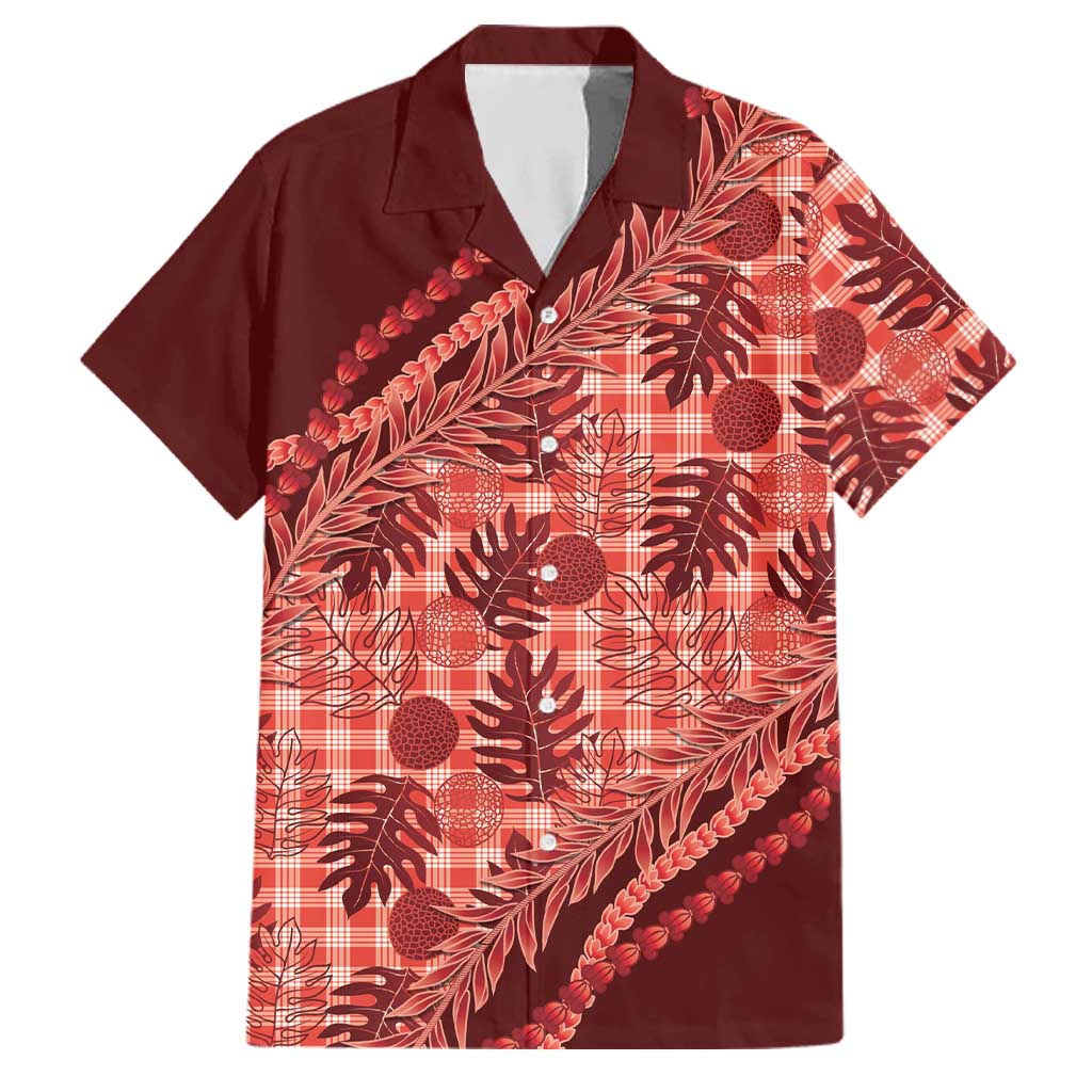Hawaii Breadfruit Palaka Family Matching Summer Maxi Dress and Hawaiian Shirt Ulaula Maile Lei - Polynesian Pride