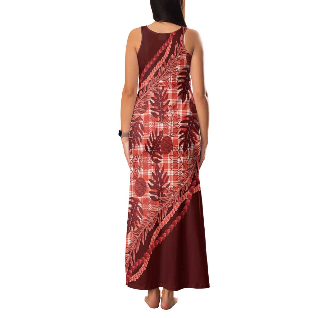 Hawaii Breadfruit Palaka Family Matching Tank Maxi Dress and Hawaiian Shirt Ulaula Maile Lei - Polynesian Pride
