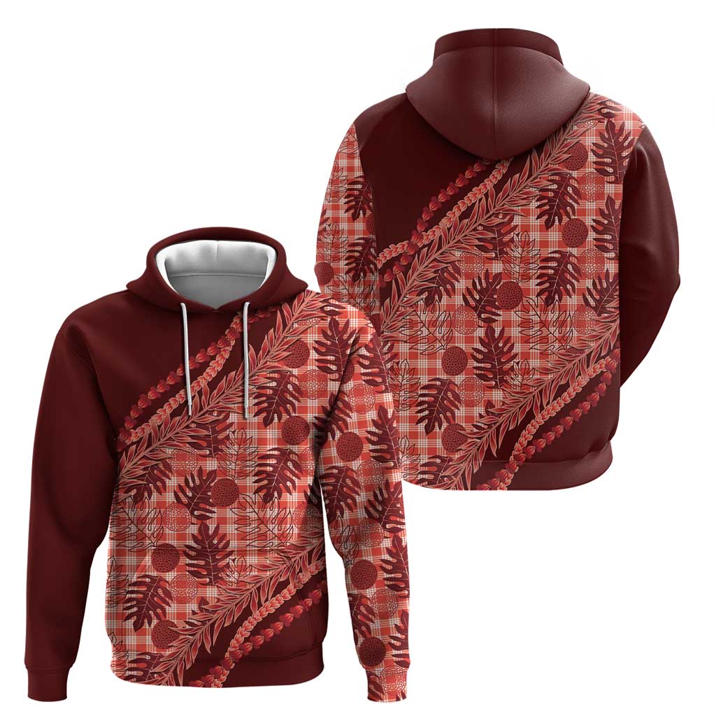 Hawaii Breadfruit Palaka Hoodie Ulaula Maile Lei - Polynesian Pride