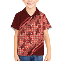 Hawaii Breadfruit Palaka Kid Hawaiian Shirt Ulaula Maile Lei - Polynesian Pride