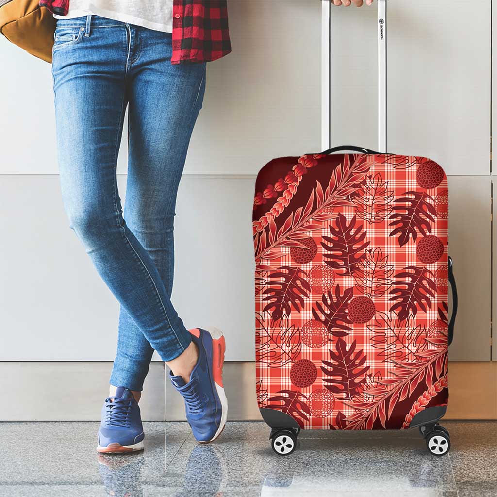 Hawaii Breadfruit Palaka Luggage Cover Ulaula Maile Lei - Polynesian Pride