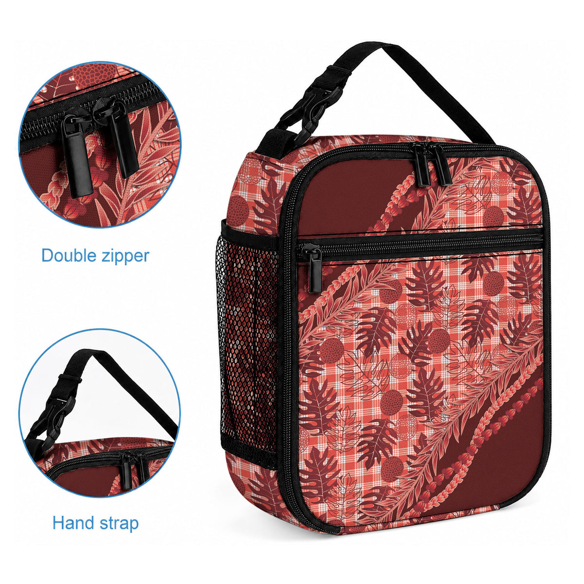 Hawaii Breadfruit Palaka Lunch Bag Ulaula Maile Lei LT9 - Polynesian Pride