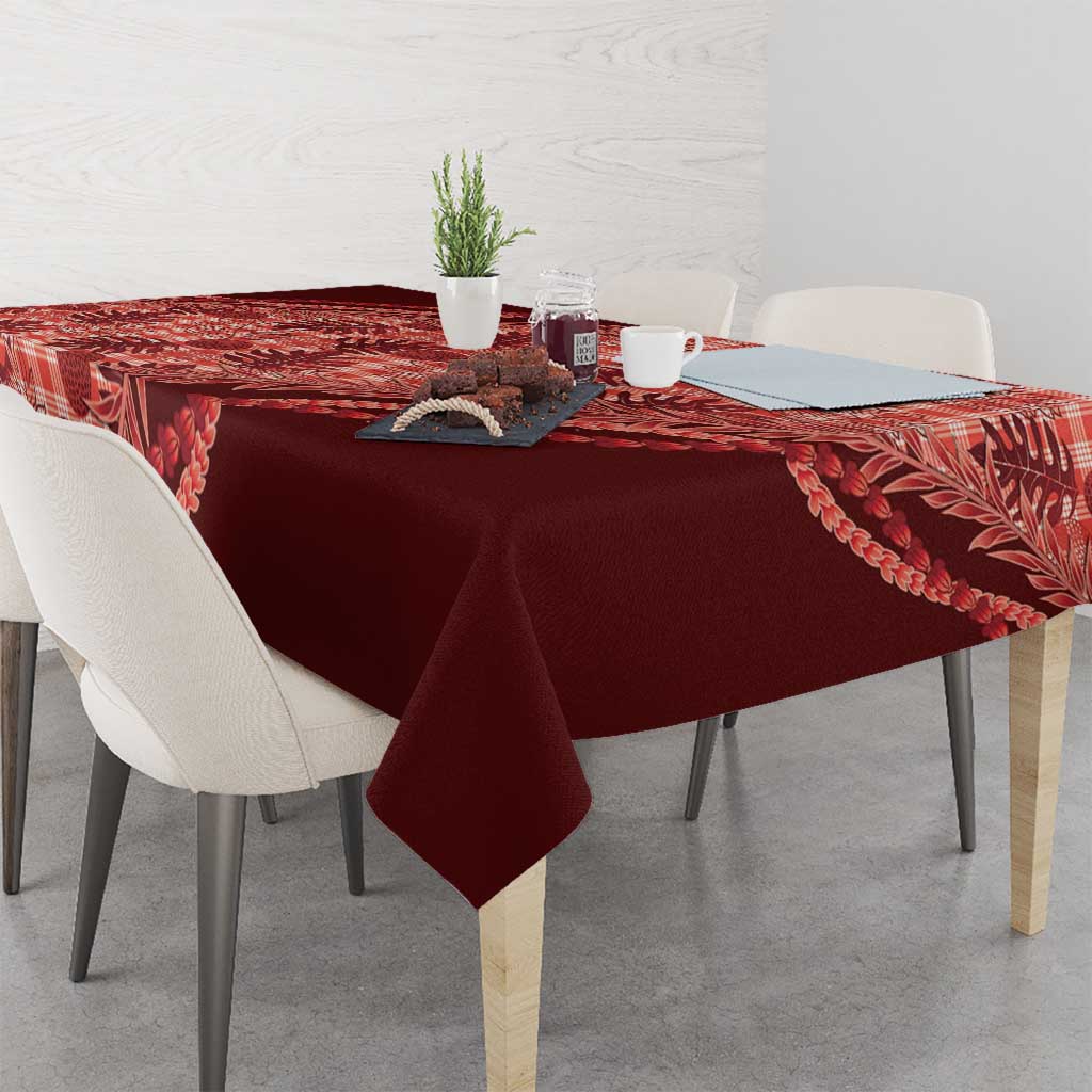 Hawaii Breadfruit Palaka Tablecloth Ulaula Maile Lei - Polynesian Pride