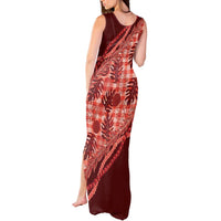 Hawaii Breadfruit Palaka Tank Maxi Dress Ulaula Maile Lei - Polynesian Pride