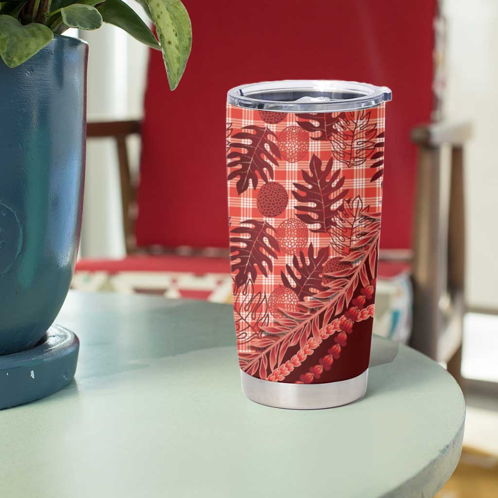 Hawaii Breadfruit Palaka Tumbler Cup Ulaula Maile Lei - Polynesian Pride