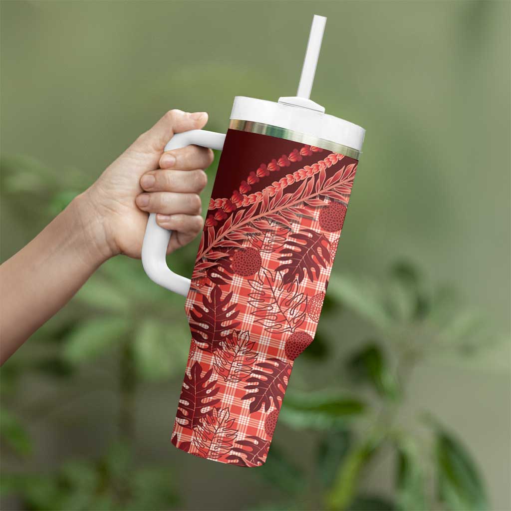 Hawaii Breadfruit Palaka Tumbler With Handle Ulaula Maile Lei - Polynesian Pride