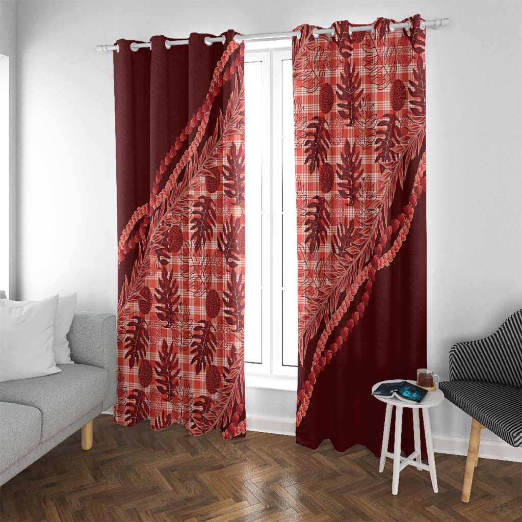 Hawaii Breadfruit Palaka Window Curtain Ulaula Maile Lei - Polynesian Pride