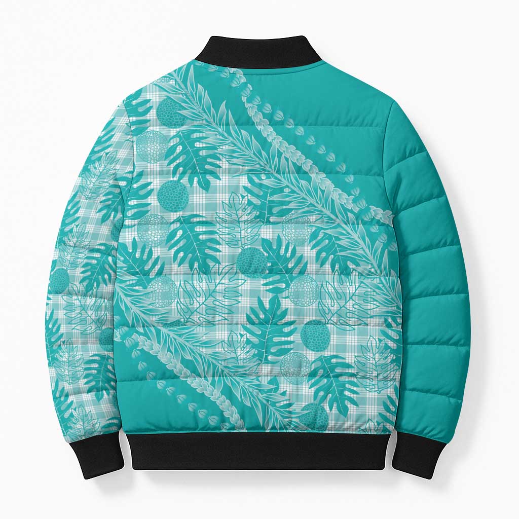 Hawaii Breadfruit Palaka Bomber Puffer Jacket Polu Opal Maile Lei - Polynesian Pride