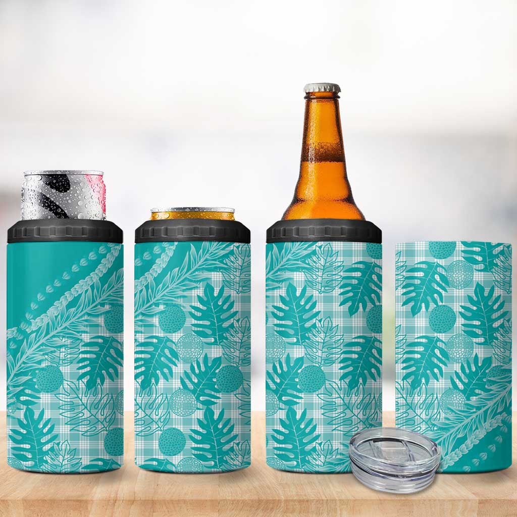 Hawaii Breadfruit Palaka 4 in 1 Can Cooler Tumbler Polu Opal Maile Lei - Polynesian Pride