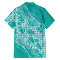 Hawaii Breadfruit Palaka Family Matching Off The Shoulder Long Sleeve Dress and Hawaiian Shirt Polu Opal Maile Lei LT9 - Polynesian Pride