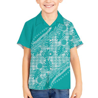 Hawaii Breadfruit Palaka Family Matching Puletasi and Hawaiian Shirt Polu Opal Maile Lei - Polynesian Pride