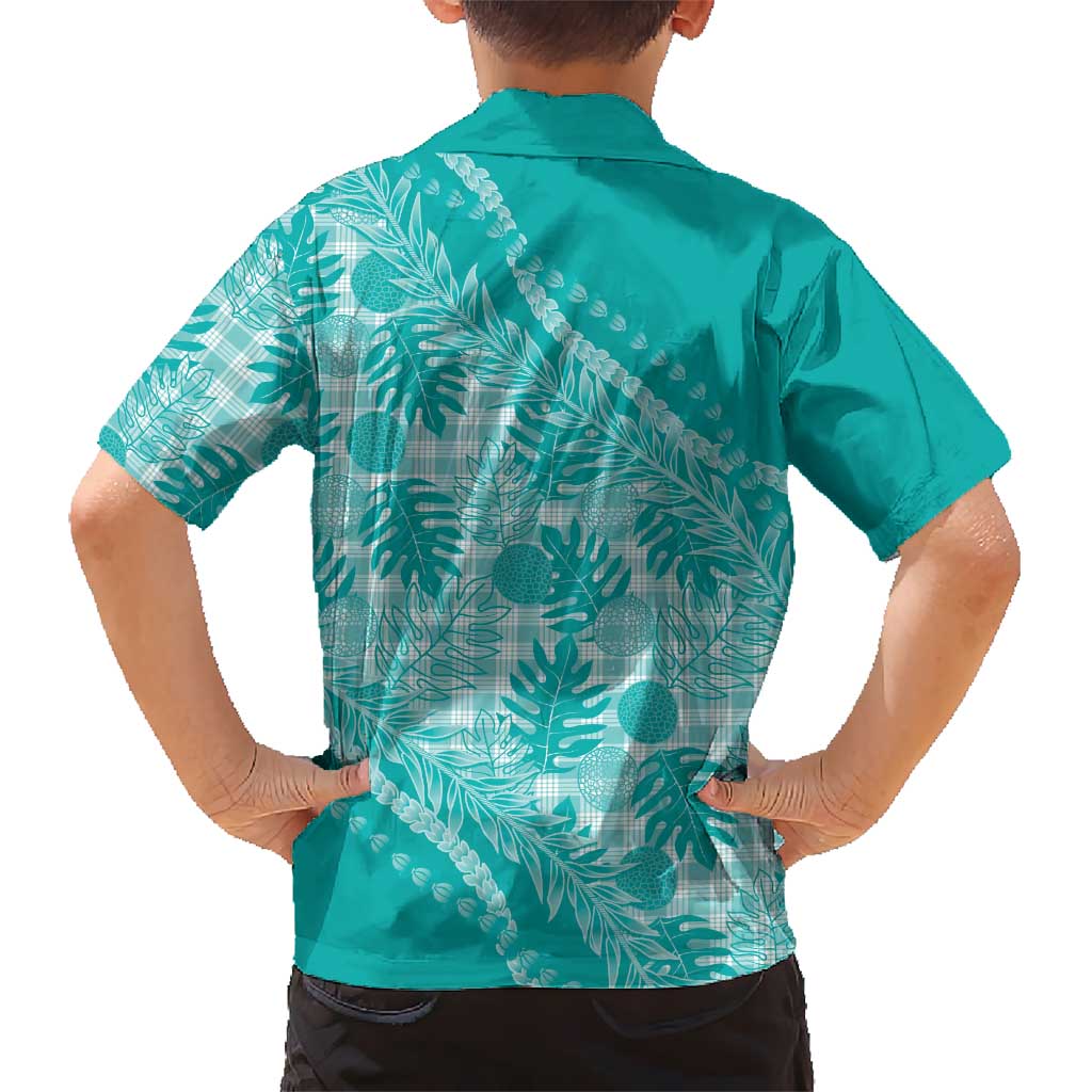 Hawaii Breadfruit Palaka Kid Hawaiian Shirt Polu Opal Maile Lei - Polynesian Pride