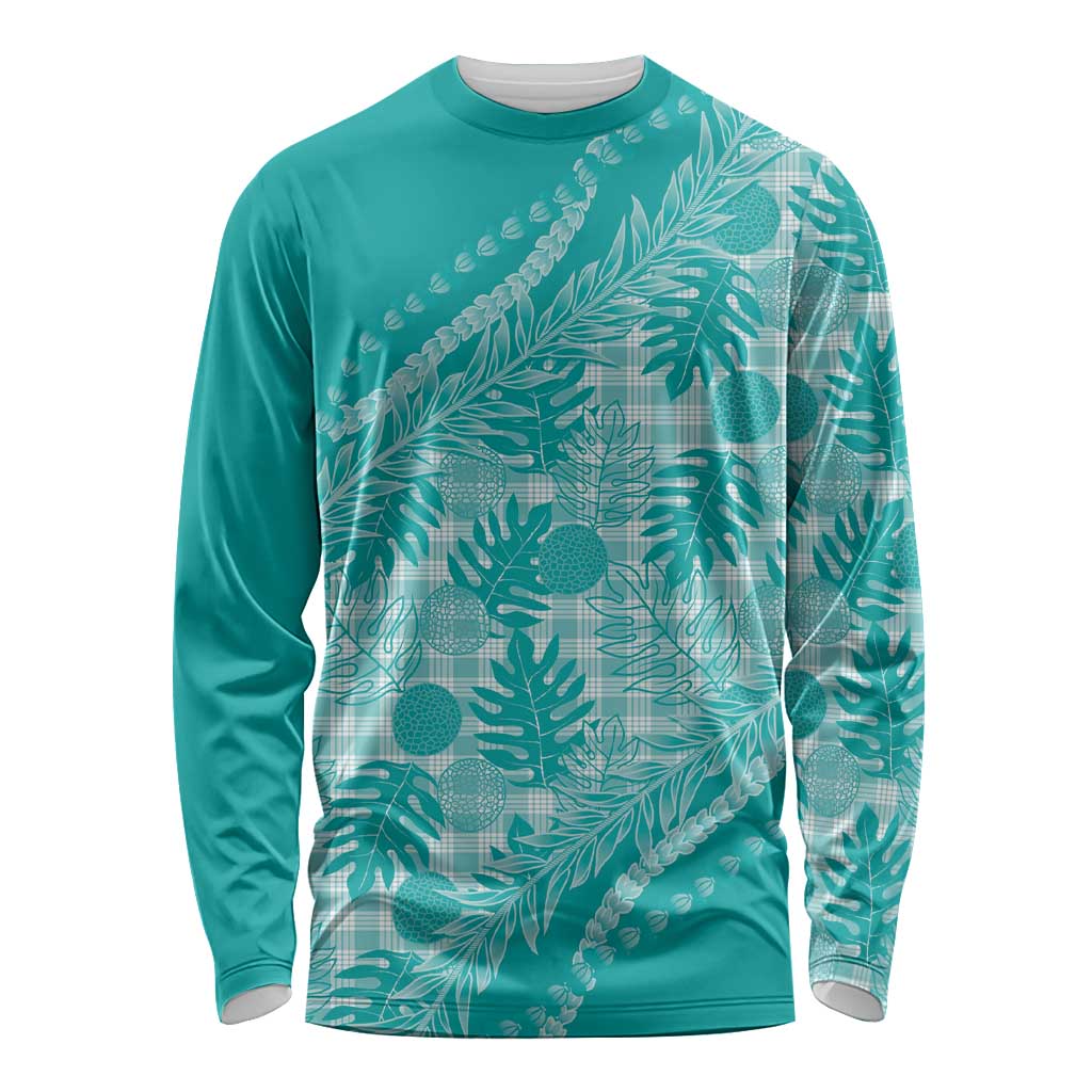 Hawaii Breadfruit Palaka Long Sleeve Shirt Polu Opal Maile Lei - Polynesian Pride