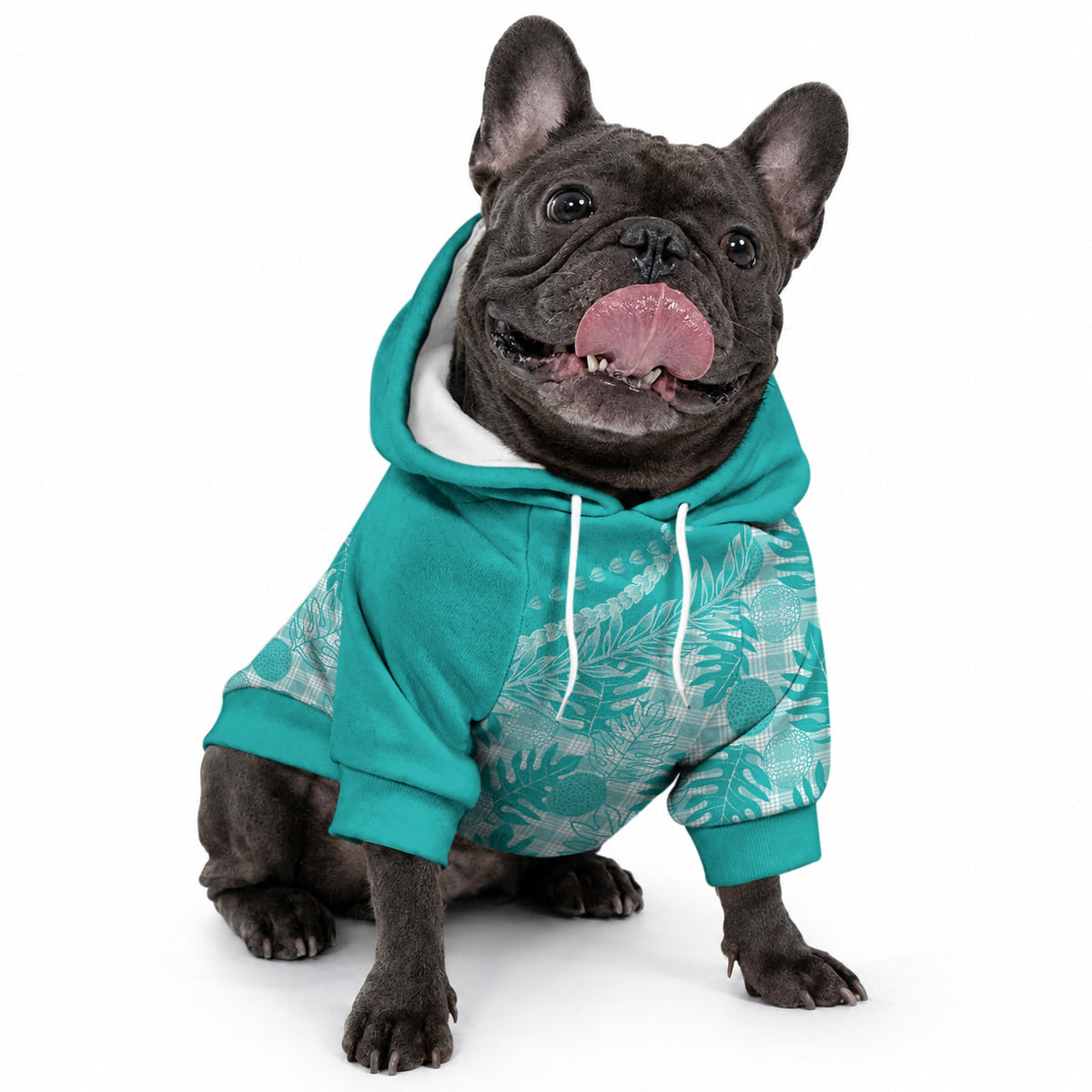 Hawaii Breadfruit Palaka Pet Hoodie Polu Opal Maile Lei LT9 - Polynesian Pride