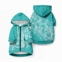 Hawaii Breadfruit Palaka Pet Hoodie Polu Opal Maile Lei LT9 Zip-up Turquoise - Polynesian Pride