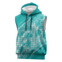 Hawaii Breadfruit Palaka Sleeveless Hoodie Polu Opal Maile Lei - Polynesian Pride
