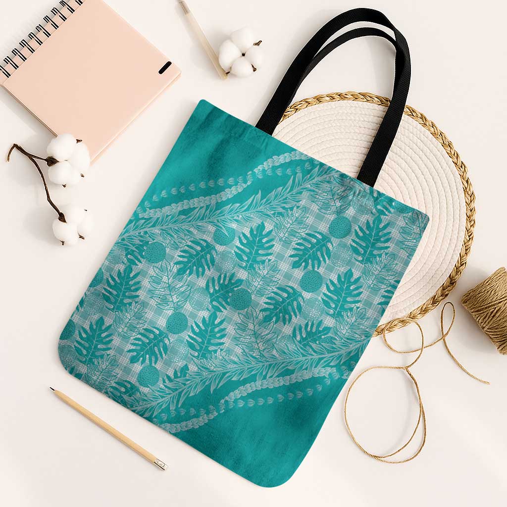 Hawaii Breadfruit Palaka Tote Bag Polu Opal Maile Lei - Polynesian Pride