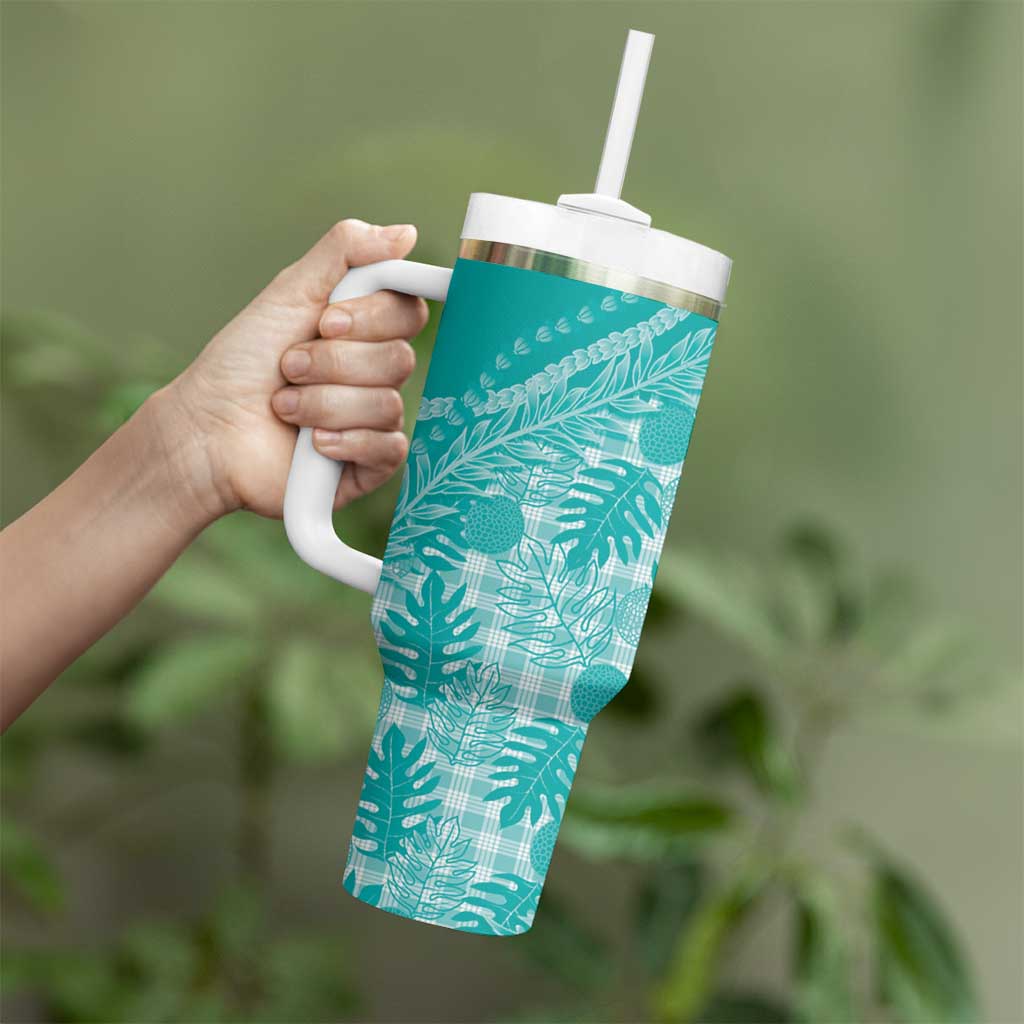 Hawaii Breadfruit Palaka Tumbler With Handle Polu Opal Maile Lei - Polynesian Pride