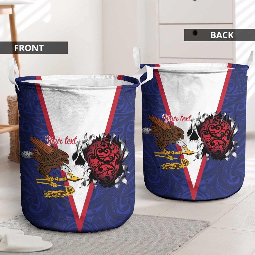 American Samoa Heart Tribal Personalized Laundry Basket Polynesian Patterns