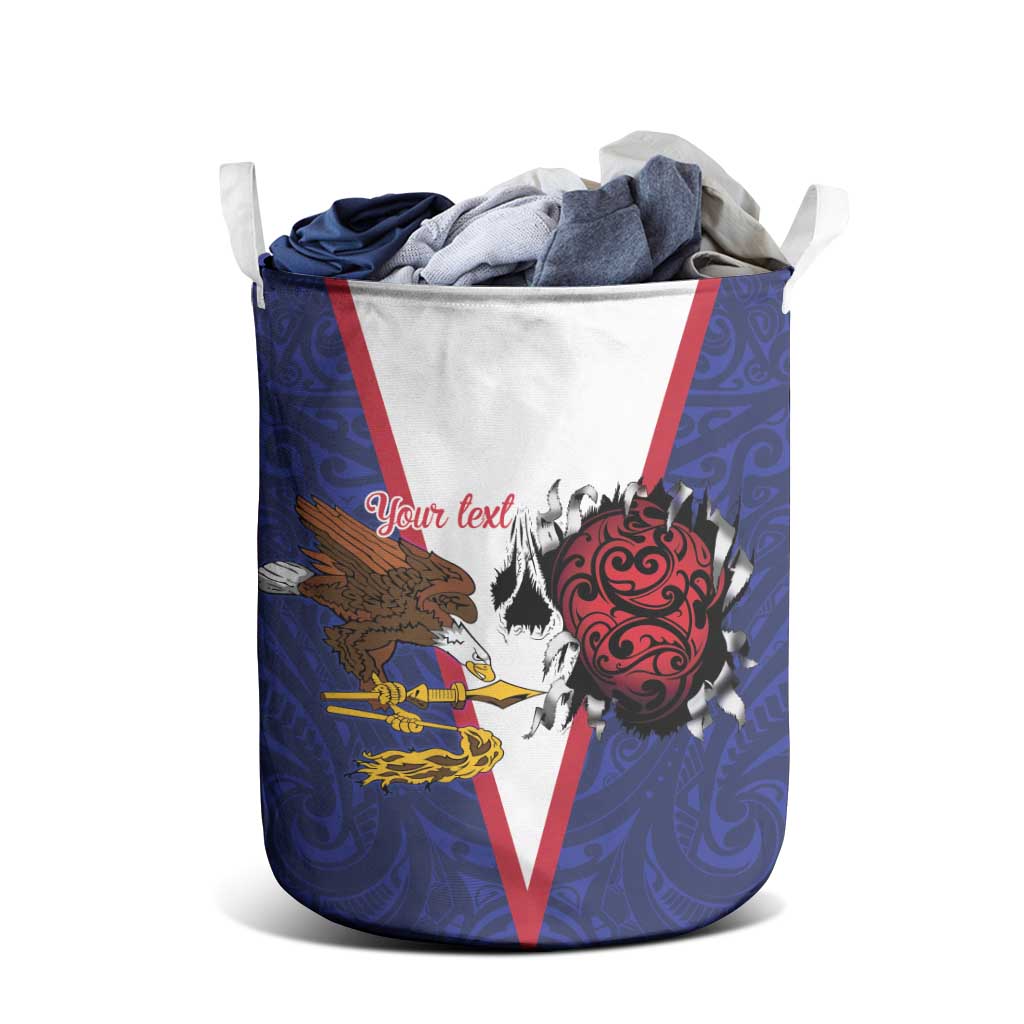 American Samoa Heart Tribal Personalized Laundry Basket Polynesian Patterns