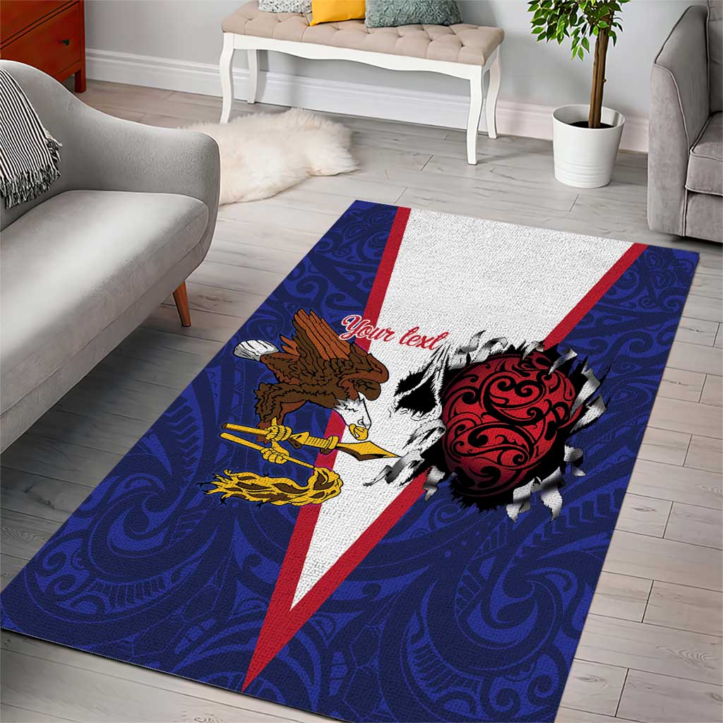 American Samoa Heart Tribal Personalized Area Rug Polynesian Patterns