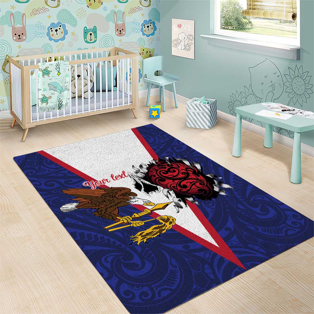 American Samoa Heart Tribal Personalized Area Rug Polynesian Patterns