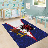 American Samoa Heart Tribal Personalized Area Rug Polynesian Patterns