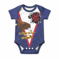 American Samoa Heart Tribal Personalized Baby Onesie Polynesian Patterns LT9 Blue - Polynesian Pride