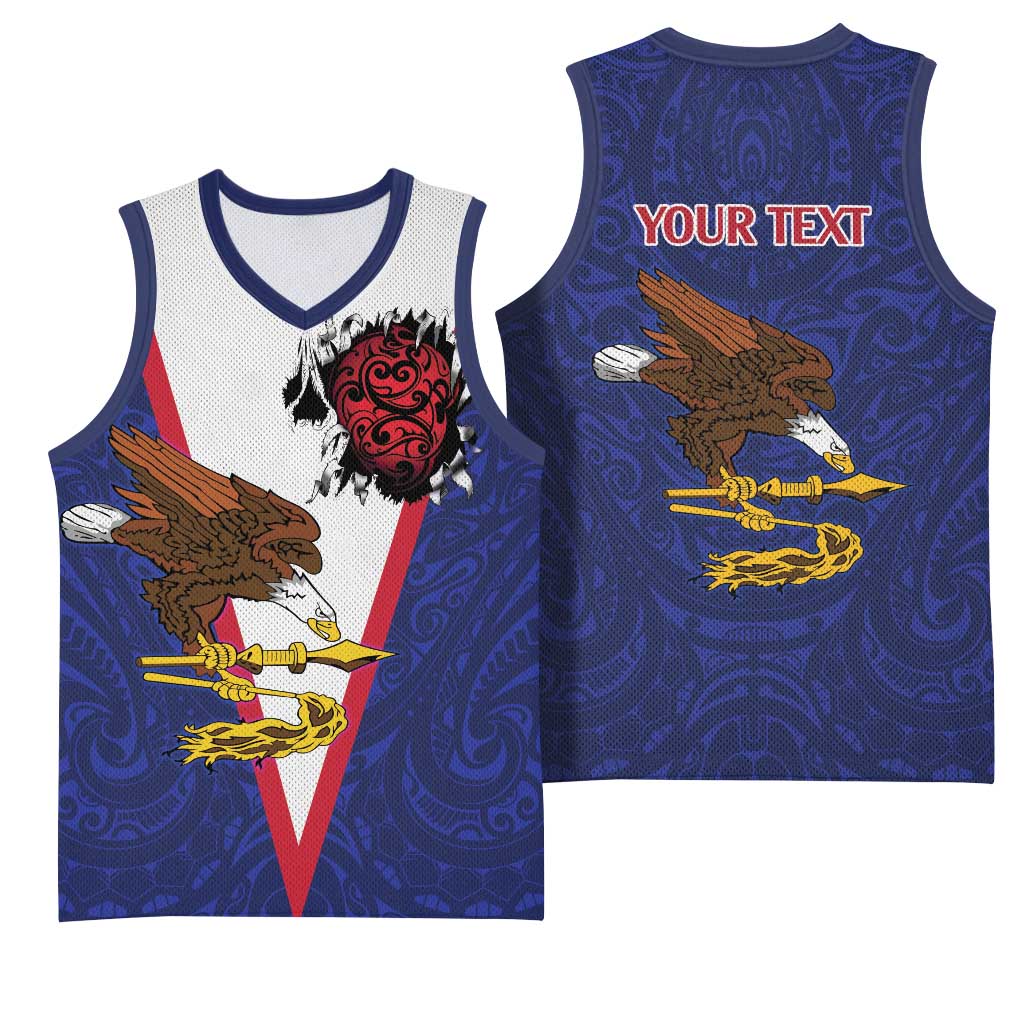 American Samoa Heart Tribal Personalized Basketball Jersey Polynesian Patterns