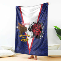 American Samoa Heart Tribal Personalized Blanket Polynesian Patterns