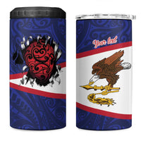 American Samoa Heart Tribal Personalized 4 in 1 Can Cooler Tumbler Polynesian Patterns
