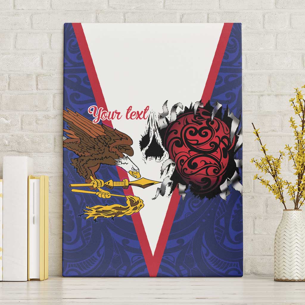 American Samoa Heart Tribal Personalized Canvas Wall Art Polynesian Patterns