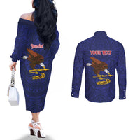 American Samoa Heart Tribal Personalized Couples Matching Off The Shoulder Long Sleeve Dress and Long Sleeve Button Shirt Polynesian Patterns