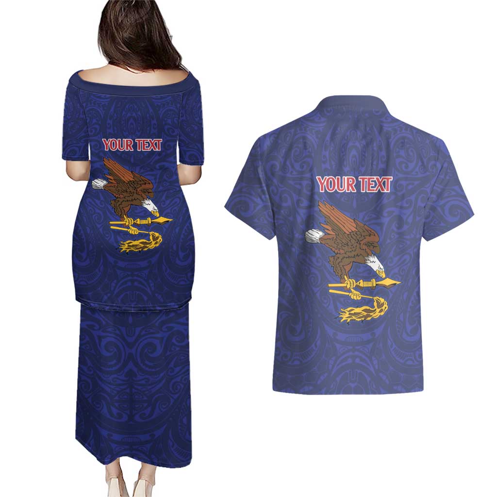 American Samoa Heart Tribal Personalized Couples Matching Puletasi and Hawaiian Shirt Polynesian Patterns