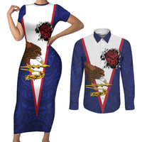 American Samoa Heart Tribal Personalized Couples Matching Short Sleeve Bodycon Dress and Long Sleeve Button Shirt Polynesian Patterns