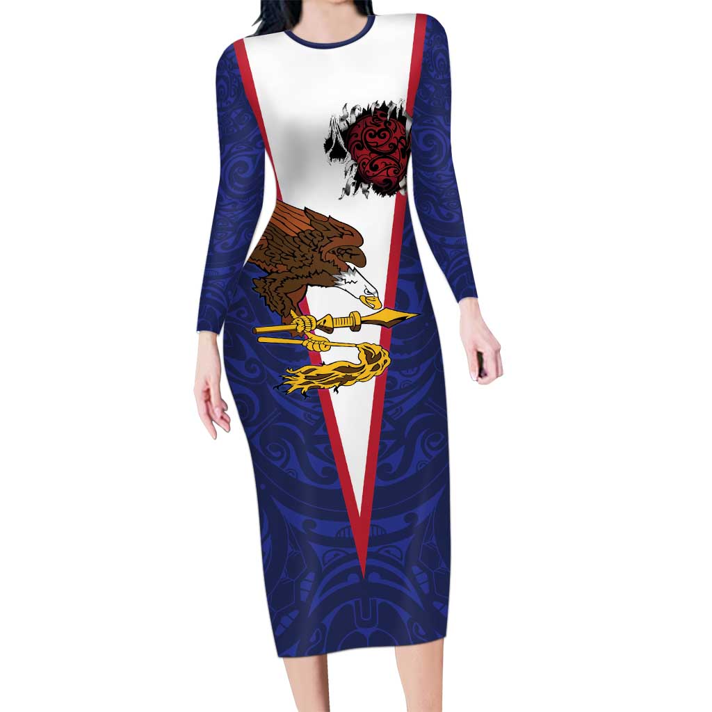 American Samoa Heart Tribal Personalized Family Matching Long Sleeve Bodycon Dress and Hawaiian Shirt Polynesian Patterns