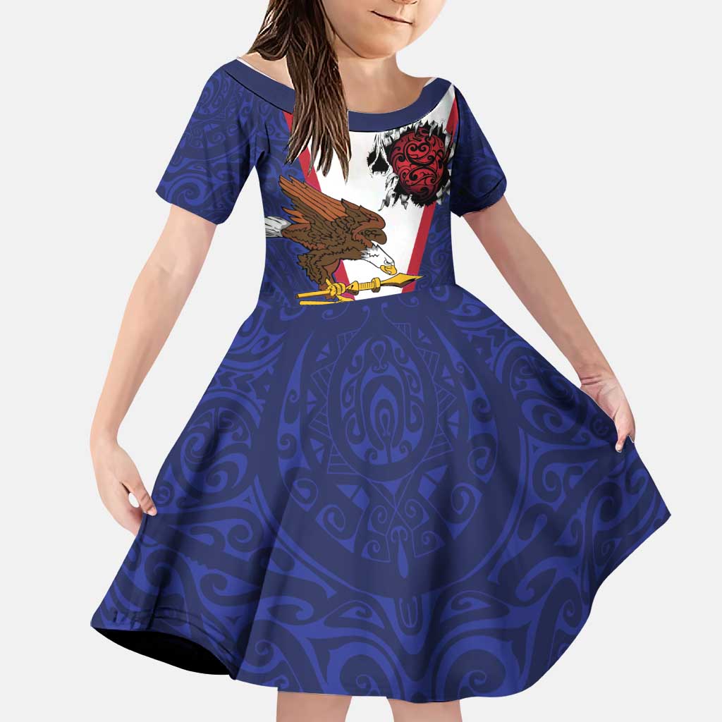 American Samoa Heart Tribal Personalized Family Matching Off Shoulder Short Dress and Hawaiian Shirt Polynesian Patterns