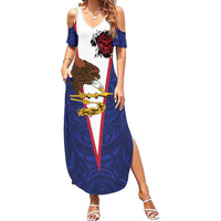 American Samoa Heart Tribal Personalized Family Matching Summer Maxi Dress and Hawaiian Shirt Polynesian Patterns