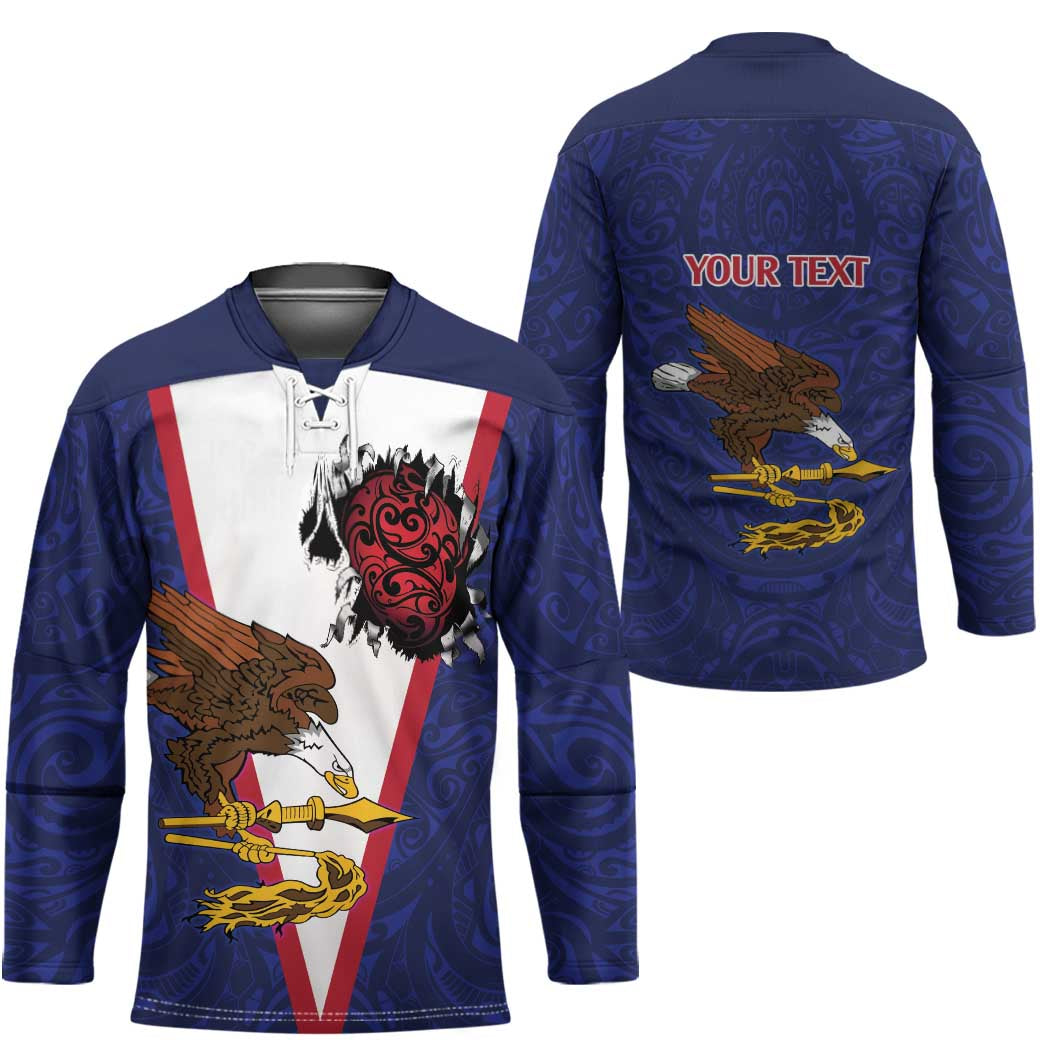 American Samoa Heart Tribal Personalized Hockey Jersey Polynesian Patterns