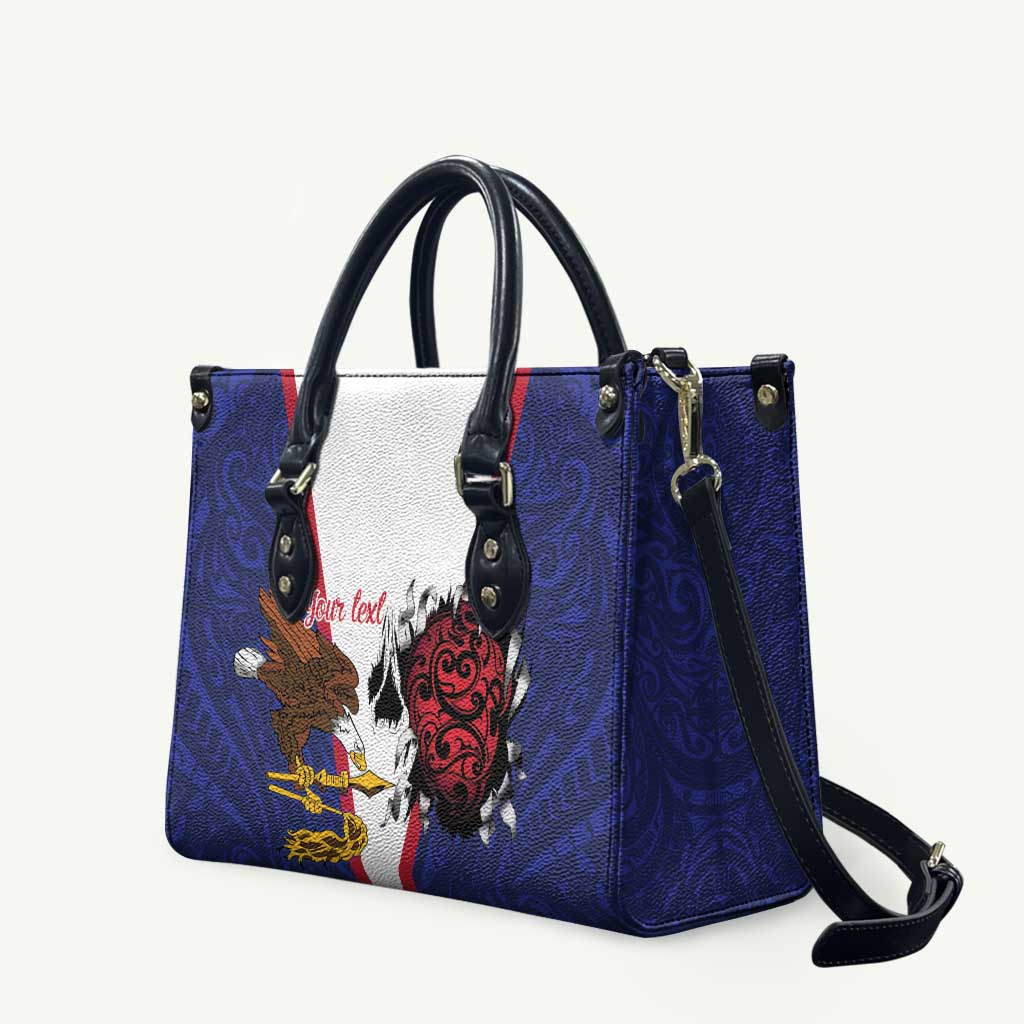 American Samoa Heart Tribal Personalized Leather Bag Polynesian Patterns