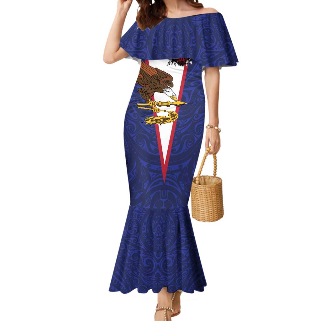 American Samoa Heart Tribal Personalized Mermaid Dress Polynesian Patterns