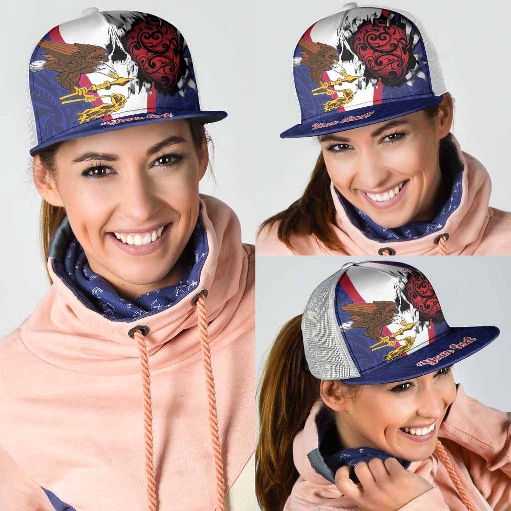 American Samoa Heart Tribal Personalized Mesh Trucker Cap Polynesian Patterns