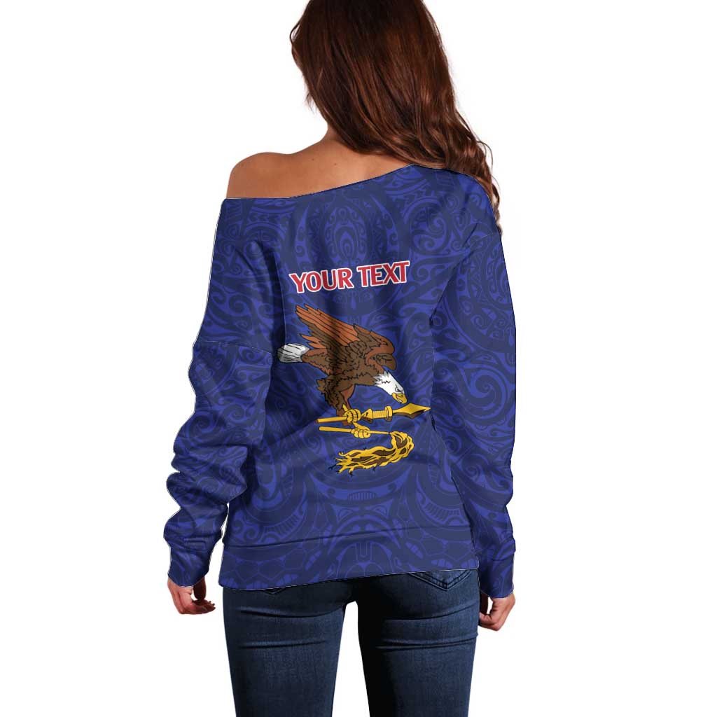 American Samoa Heart Tribal Personalized Off Shoulder Sweater Polynesian Patterns