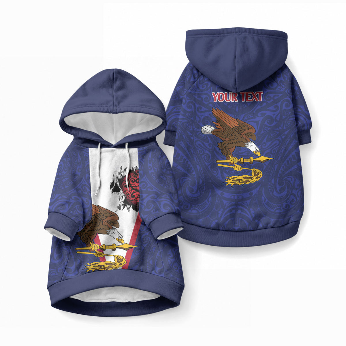 American Samoa Heart Tribal Personalized Pet Hoodie Polynesian Patterns LT9 Pullover Blue - Polynesian Pride