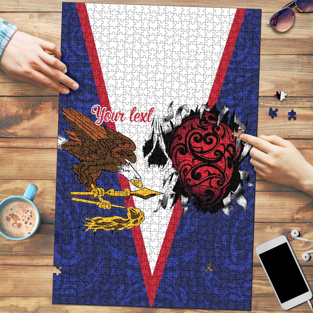 American Samoa Heart Tribal Personalized Puzzle Polynesian Patterns