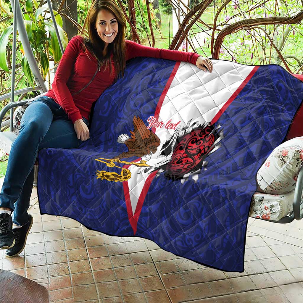 American Samoa Heart Tribal Personalized Quilt Polynesian Patterns