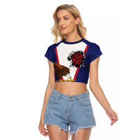 American Samoa Heart Tribal Personalized Raglan Cropped T Shirt Polynesian Patterns