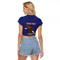 American Samoa Heart Tribal Personalized Raglan Cropped T Shirt Polynesian Patterns