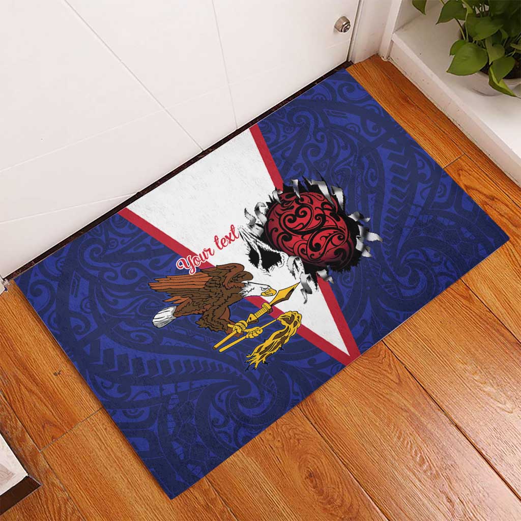 American Samoa Heart Tribal Personalized Rubber Doormat Polynesian Patterns