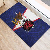 American Samoa Heart Tribal Personalized Rubber Doormat Polynesian Patterns